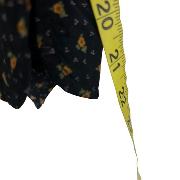 Vintage 90s Banana Republic Dark Blue Micro Floral Long Sleeve Button Up Top Sma - Picture 8 of 9